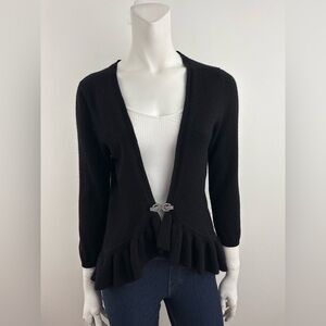 INCASHMERE Black Cashmere Cardigan with bejewelled bow Accent size M
